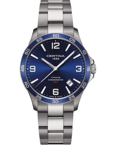 Certina Swiss Ds-8 Titanium Bracelet Watch 42mm - Blue