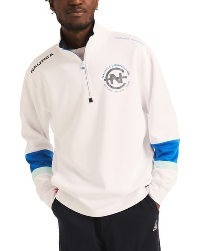 Nautica Competition Relaxed-fit Half-zip Long Sleeve Logo Sweatshirt - White