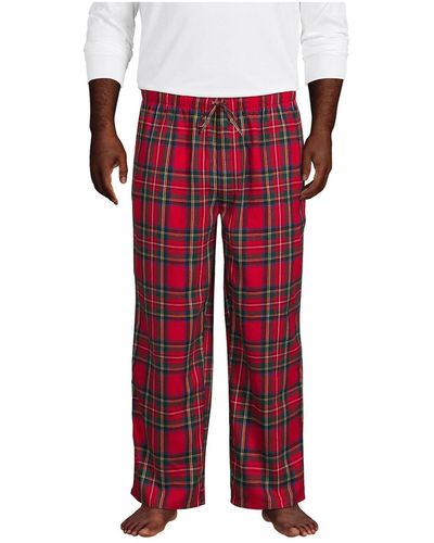 Lands' End Big & Tall Flannel Pajama Pants - Red