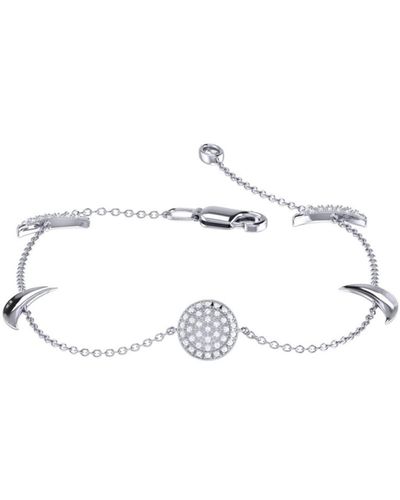 LuvMyJewelry Moonlit Design Sterling Silver Diamond Bracelet - White