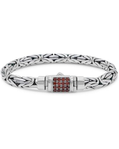 DEVATA Garnet & Borobudur Oval 7mm Chain Bracelet - White