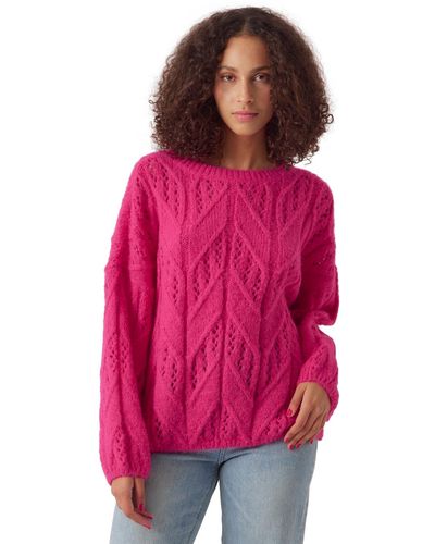 Vero Moda Vero Modo Balloon-sleeve Stitch Detail Sweater - Pink