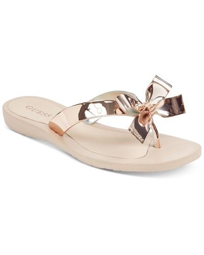 Guess Tutu Embellished Bow Flip Flops - Pink