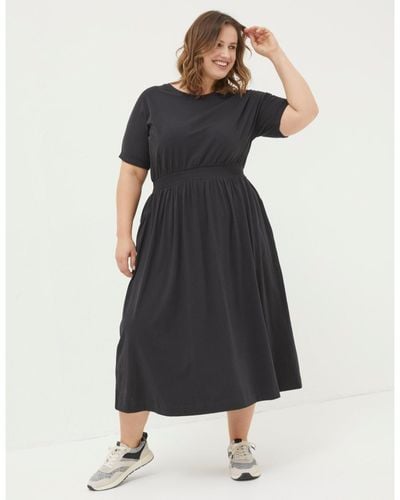 FatFace Plus Size Navi Midi Jersey Dress - Black
