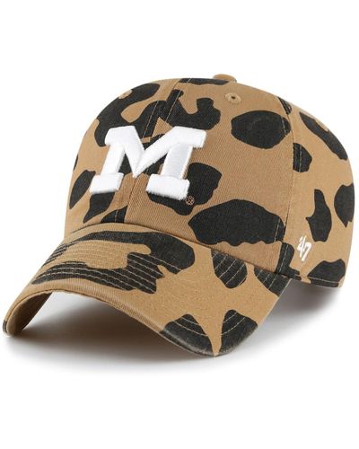 '47 Michigan Wolverines Rosette Leopard Clean Up Adjustable Hat - Metallic