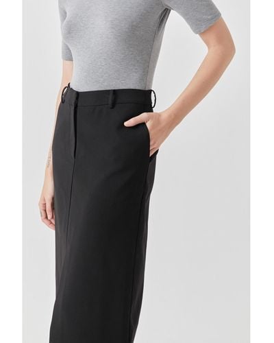 Grey Lab Mid-waisted Front Slit Maxi Skirt - Gray