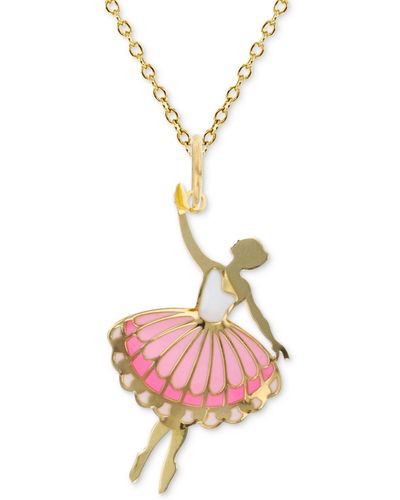 Macy's Enamel Ballerina 18" Pendant Necklace - Pink