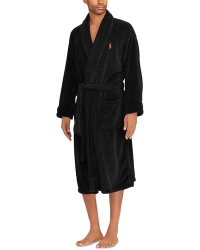 Polo Ralph Lauren Sleepwear Soft Cotton Kimono Velour Robe - Black
