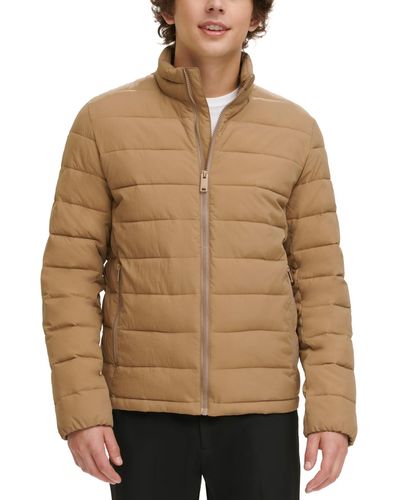 DKNY Quilted Full-zip Stand Collar Puffer Jacket - Brown