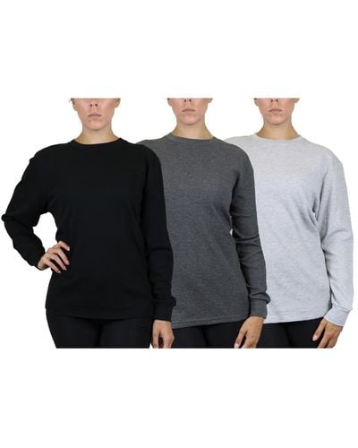 Galaxy By Harvic Loose Fit Waffle Knit Thermal Shirt - Black