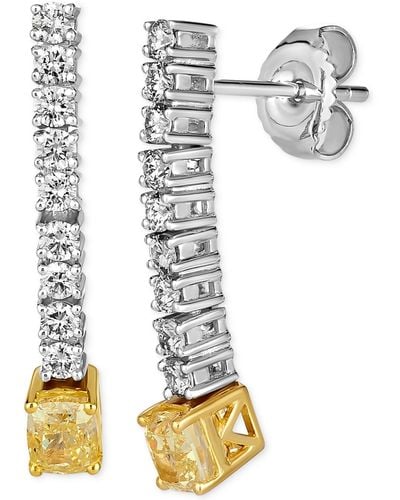 Le Vian Couture® Sunny Yellow Diamond (7/8 Ct. T.w.) & Vanilla Diamond (1/2 Ct. T.w.) Linear Drop Earrings In 14k Gold & Platinum - White
