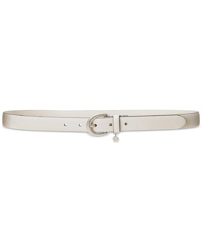 Lauren by Ralph Lauren Charm Crosshatch Leather Belt - White