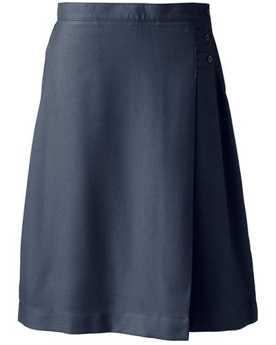 Lands' End Plus Size School Uniform Solid A-line Skirt Below The Knee - Blue