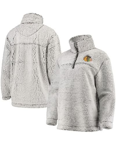 G-III 4Her by Carl Banks Chicago Blackhawks Sherpa Quarter-zip Pullover Jacket - Gray