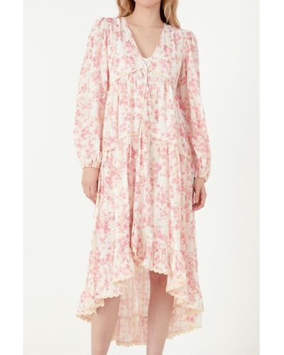 Free the Roses High-low Maxi Dress - Pink