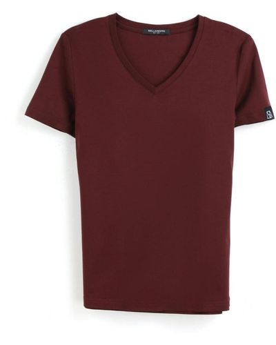 Bellemere New York Bellemere Grand V-neck Cotton T-shirt 160g - Red