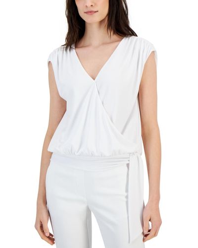 INC International Concepts Ruched Side-tie Top - White