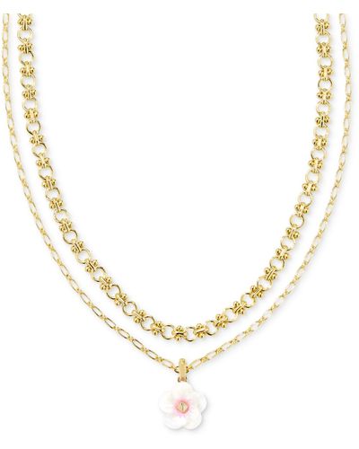 Kendra Scott 14k Gold-plated Color Flower Layered Pendant Necklace - Metallic
