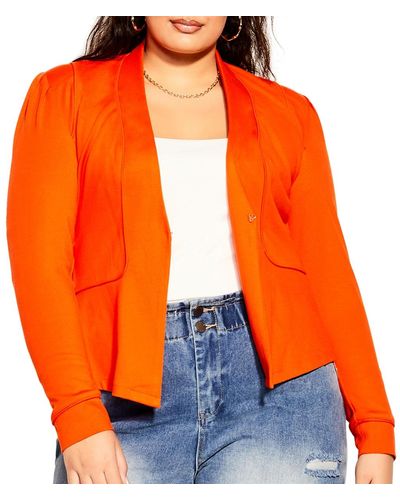 City Chic Plus Size Piping Praise Jacket - Orange