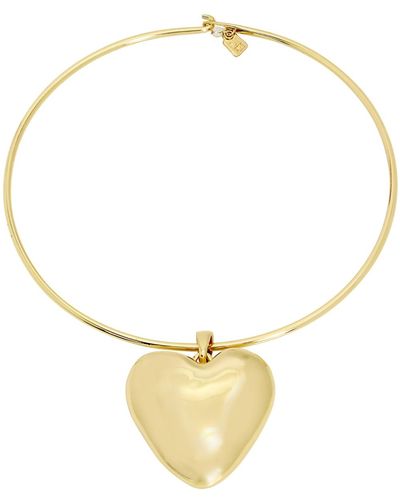 Robert Lee Morris Tone Puffy Heart Pendant Necklace Wire Necklace - Metallic