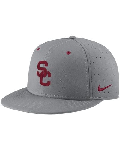 Nike Usc Trojans Usa Side Patch True Aerobill Performance Fitted Hat - Gray