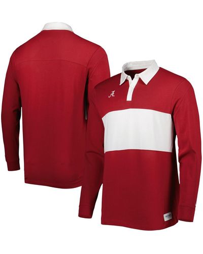 Nike Alabama Tide Striped Long Sleeve Polo Shirt - Red