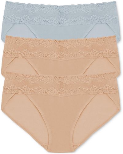 Natori Bliss Perfection Lace Waist Bikini Underwear 3-pack 756092mp - White