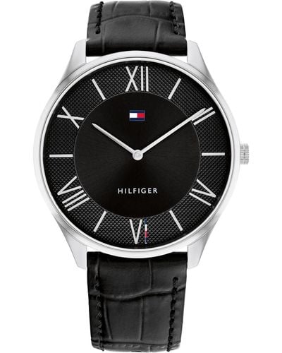 Tommy Hilfiger 2h Leather Strap Watch 43mm - Black