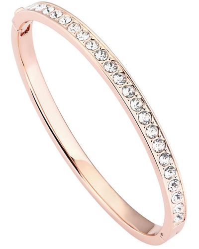 Ted Baker Clemara Hinge Crystal Bangle Bracelet For Women - Large (rose Gold/crystal) - White