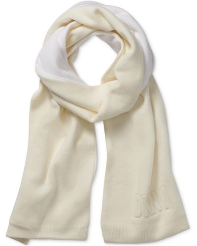 DKNY Embossed Logo Double-knit Scarf - Natural