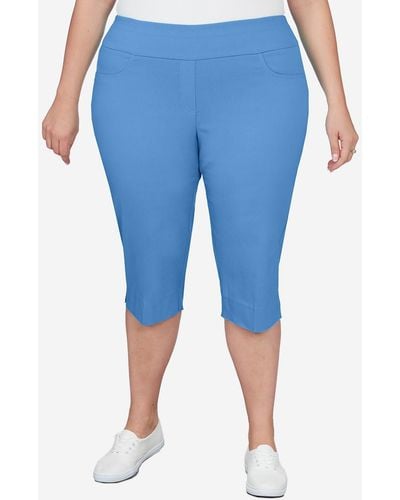 Ruby Rd. Plus Size Pull-on Tech Clam digger Capri Pants - Blue