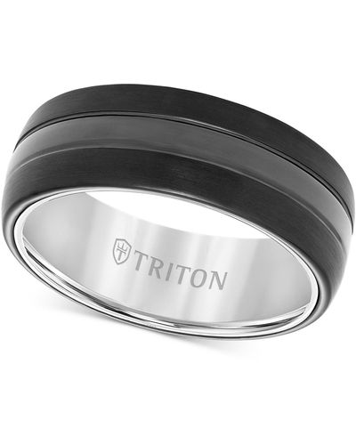 Triton Men's Satin Finish Band In Black Tungsten Carbide