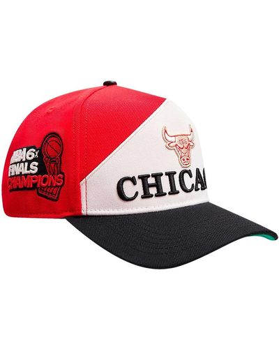 Pro Standard Red/black Chicago Bulls Pinch Chevron Adjustable Hat