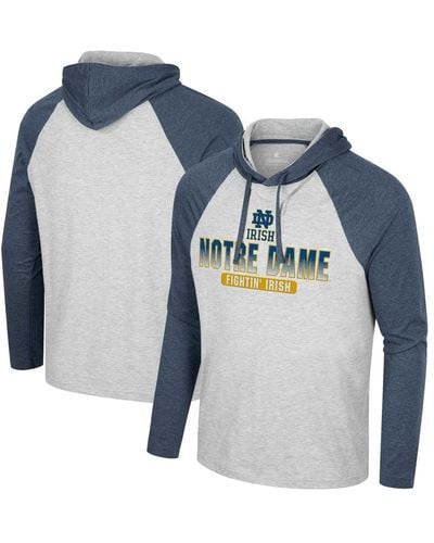 Colosseum Athletics Notre Dame Fighting Irish Hasta La Vista Raglan Hoodie Long Sleeve T-shirt - Blue