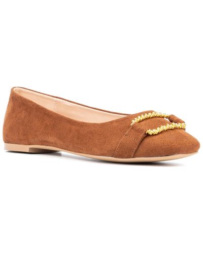 New York & Company Niara- Flats With Gold Hardware Accent - Brown