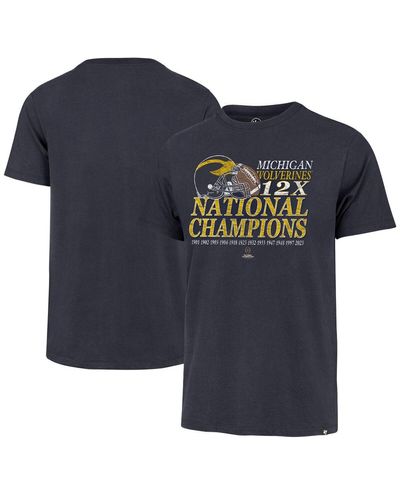 '47 Distressed Michigan Wolverines 12-time Football National Champions Franklin T-shirt - Blue