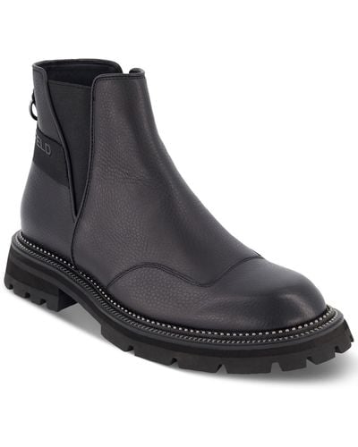 Karl Lagerfeld Tumbled Leather Side-zip Chelsea Boots - Black
