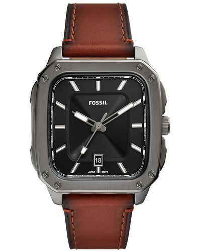 Fossil Inscription Leather Strap Watch - Brown