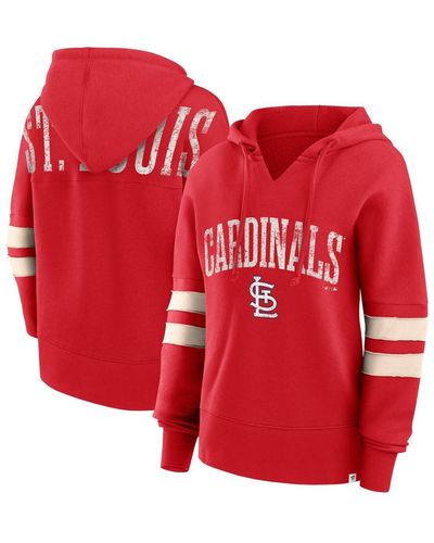 Fanatics Distressed St. Louis Cardinals Bold Move V-neck Pullover Hoodie - Red