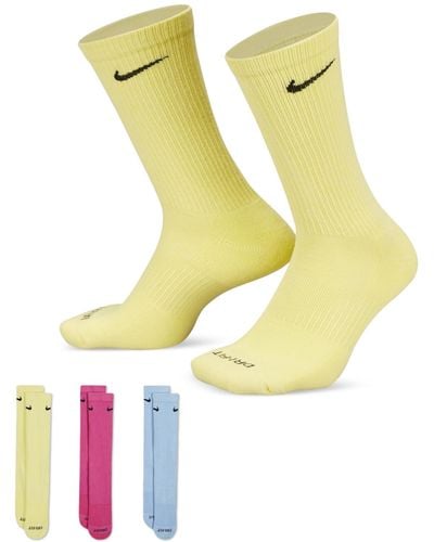 Nike Everyday Plus Cushioned Training Crew Socks 3 Pairs - Yellow