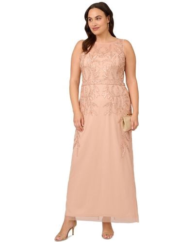 Adrianna Papell Plus Size Embellished Sleeveless Gown - White