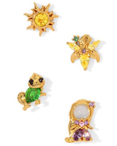 Girls Crew Crystal Multi-color Disney Princess Tangled Stud Earring Set - Metallic