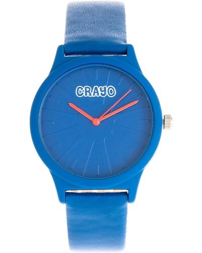 Crayo Splat Leatherette Strap Watch 38mm - Blue