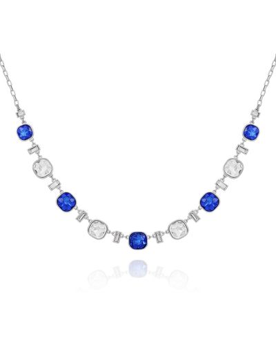 Tahari Tone Blue And Clear Glass Stone Statement Necklace