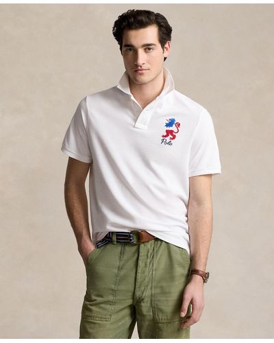 Polo Ralph Lauren Classic-fit Embroidered Mesh Polo Shirt - Natural