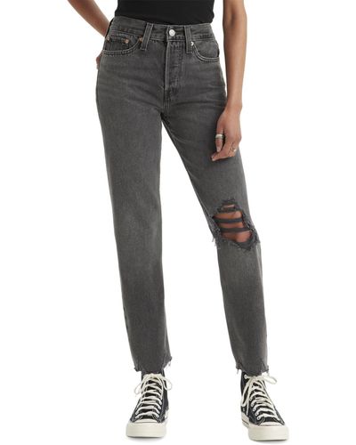 Levi's Wedgie Straight-leg High Rise Cropped Jeans - Black