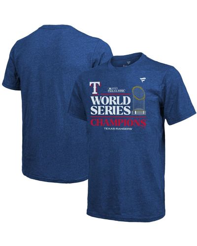 Majestic Threads Texas Rangers 2023 World Series Champions Locker Room Tri-blend T-shirt - Blue