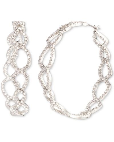 Givenchy Silver-tone Crystal Open Hoop Earrings - White