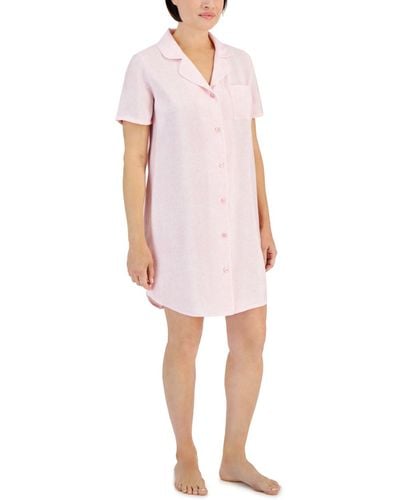 Charter Club Short-sleeve Matte Satin Sleepshirt - Pink