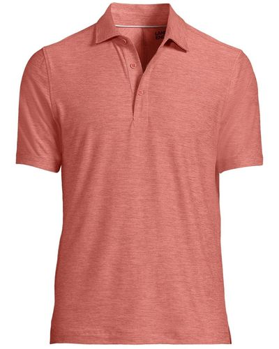 Lands' End Short Sleeve Performance Pieced Yoke Social Active Polo - Pink
